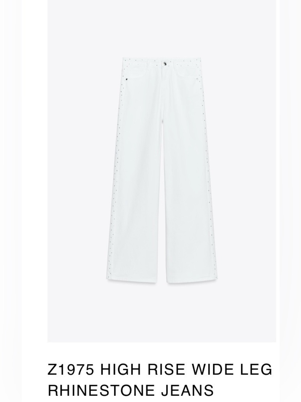 NWT Zara White Flare Jeans with Rhinestones